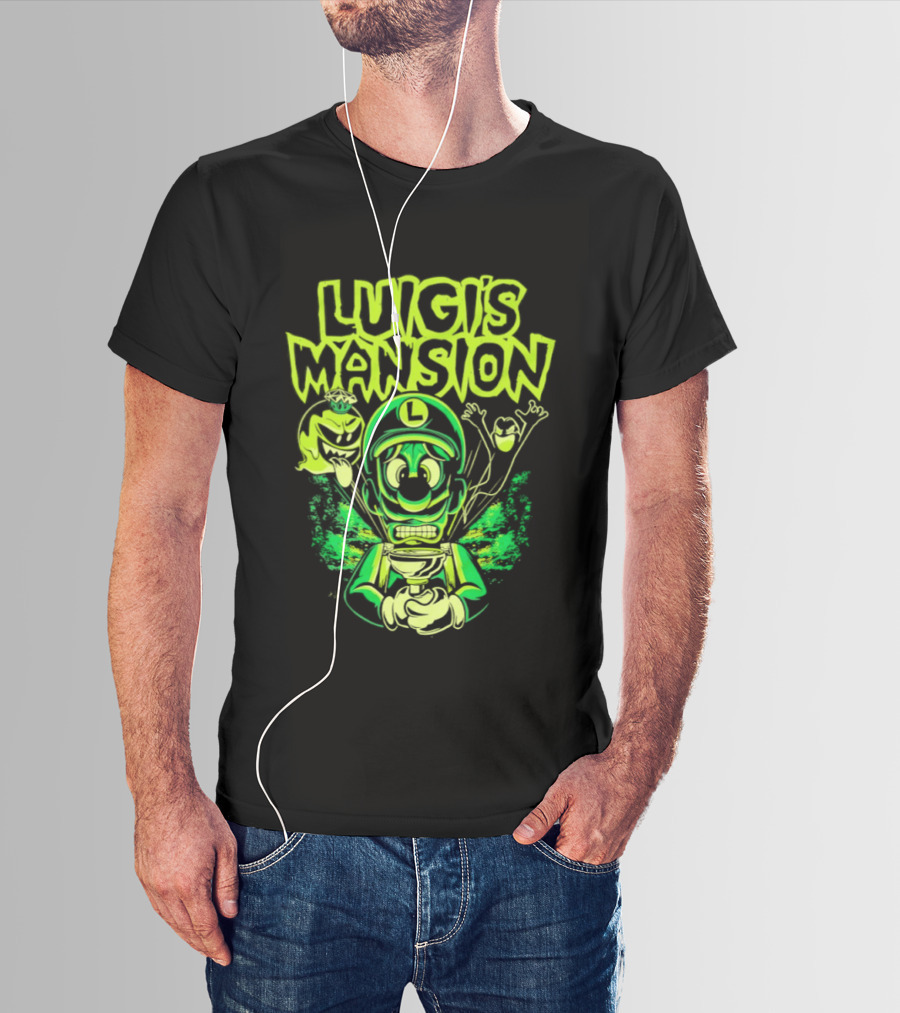 Luigi's Mansion Mario Game Character Neon Ghost T-Shirt