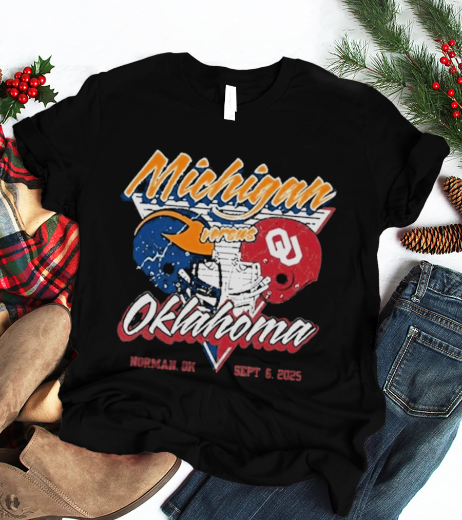 Michigan Wolverines Vs Oklahoma Sooners Football Gameday 2025 Norman SEPT 6 Sports Rivalry T-Shirt