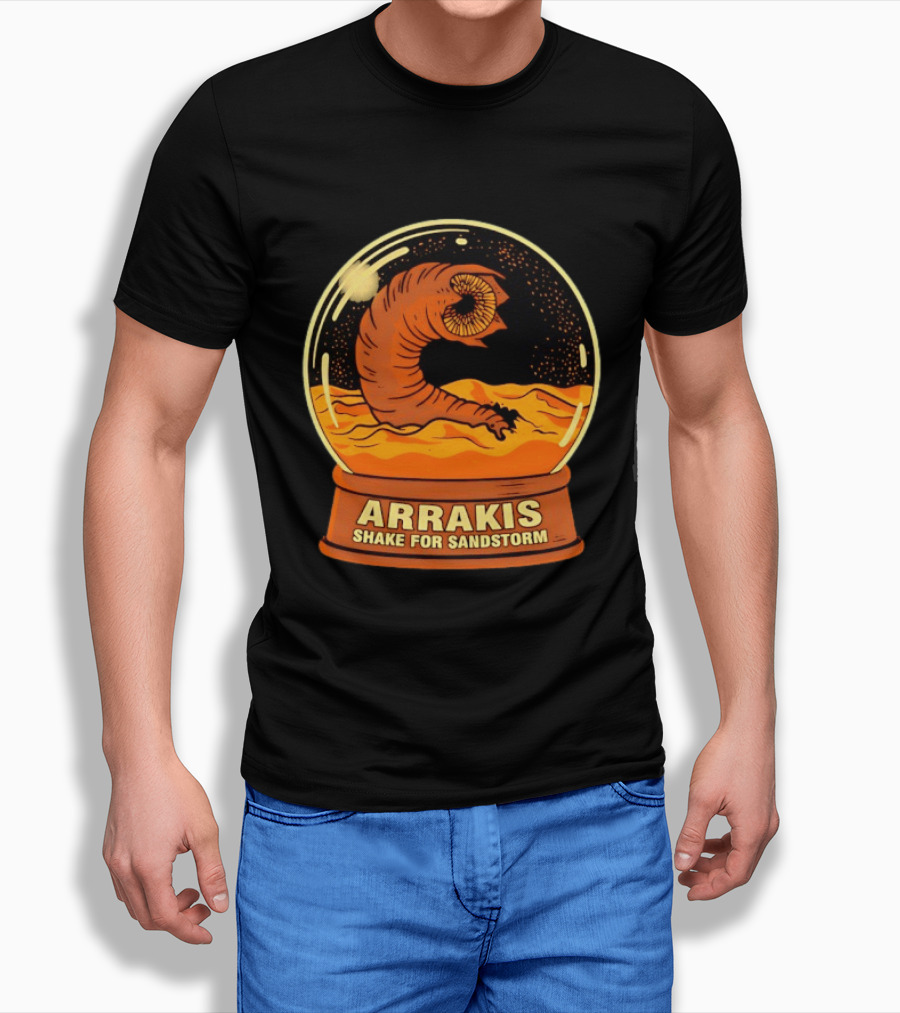 Arrakis Shake For Sandstorm Snow Globe Iconic Sandworm And Desert Scene T-Shirt