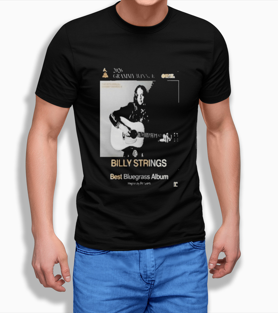 Billy Strings 2026 Grammy Winner Best Bluegrass Album Performance Acoustic Guitar T-Shirt