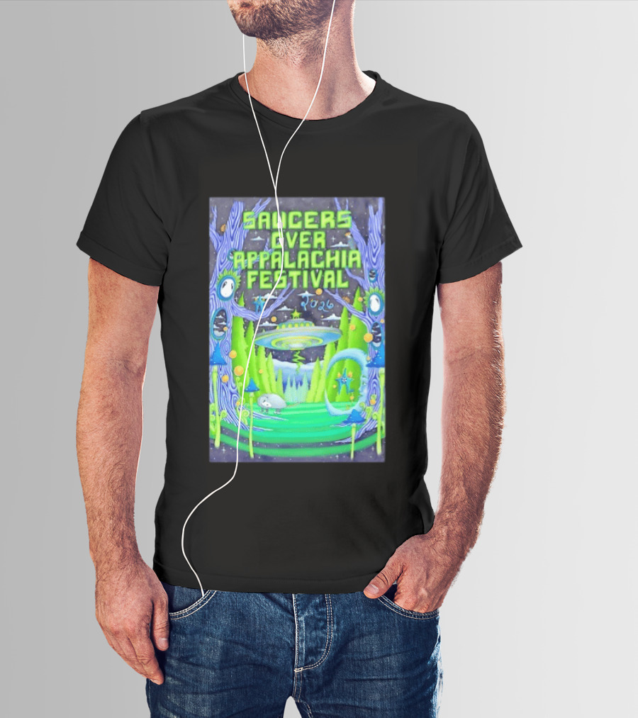 Saucers Over Appalachia Festival 2026 UFO Theme Bristol VA Jun 13 Forest Aliens T-Shirt