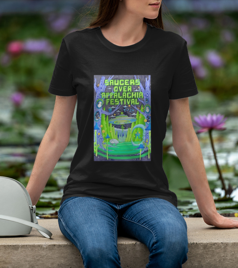 Saucers Over Appalachia Festival 2026 UFO Theme Bristol VA Jun 13 Forest Aliens T-Shirt