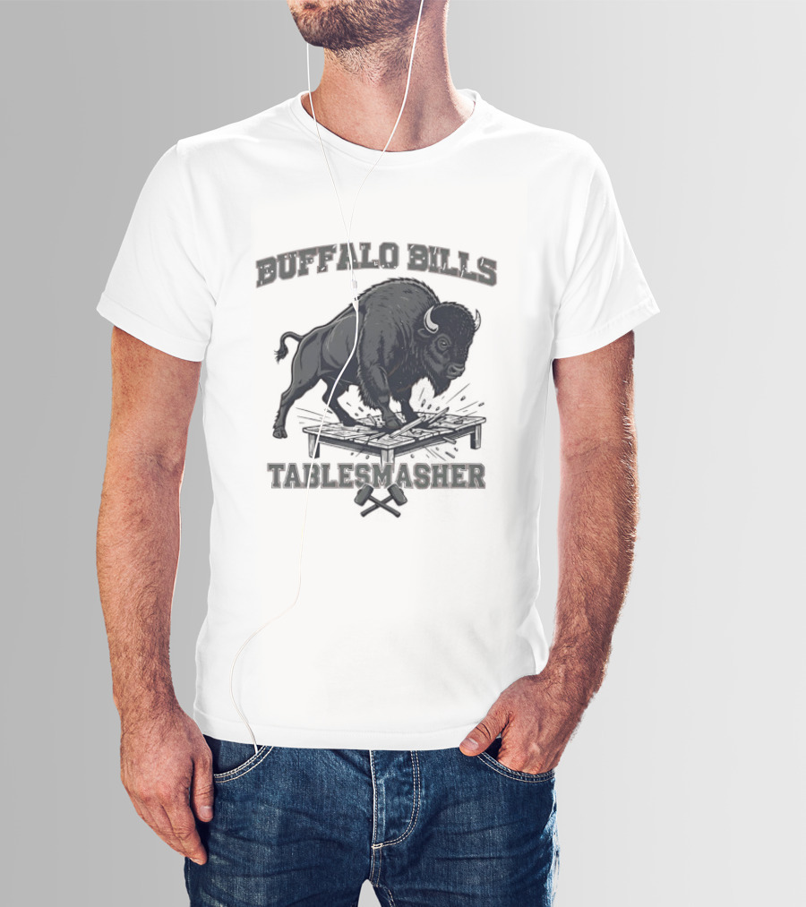 Buffalo Bills Table Smasher Buffalo Jumping Over Table T-Shirt