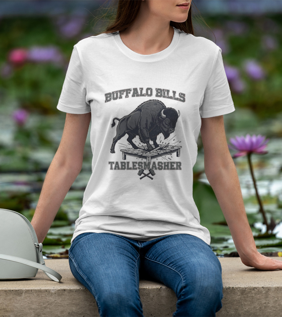 Buffalo Bills Table Smasher Buffalo Jumping Over Table T-Shirt