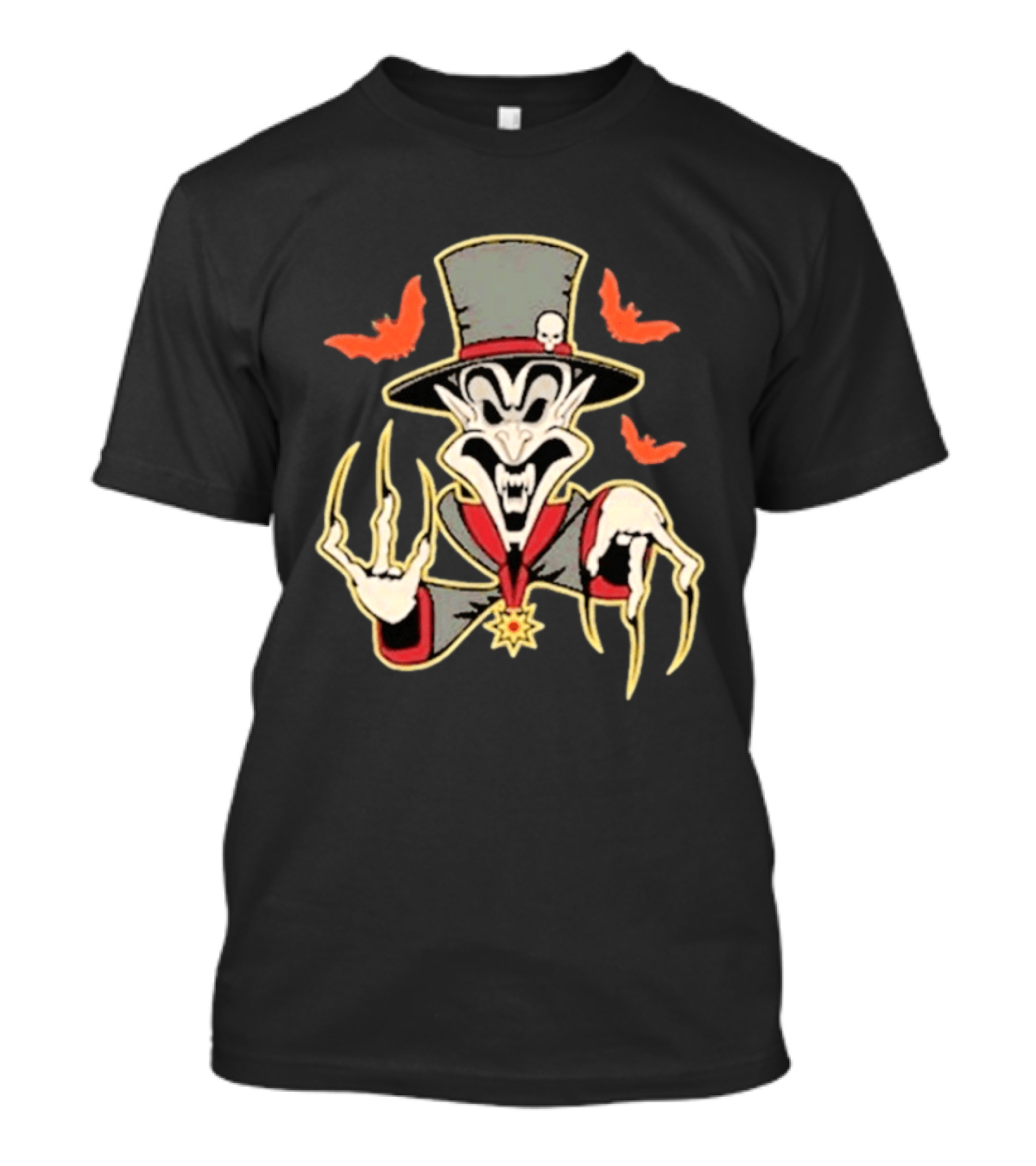 Insane Clown Posse Ringmaster Clown Top Hat Skeleton Bat Claws T-Shirt