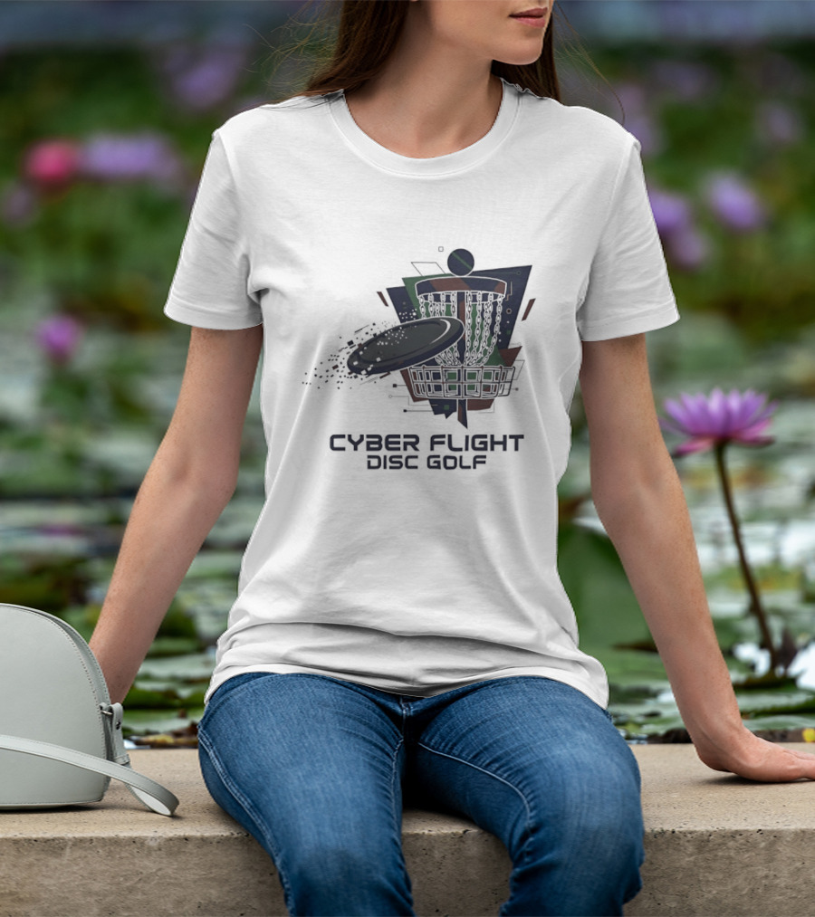 Cyber Flight Disc Golf Futuristic Basket T-Shirt