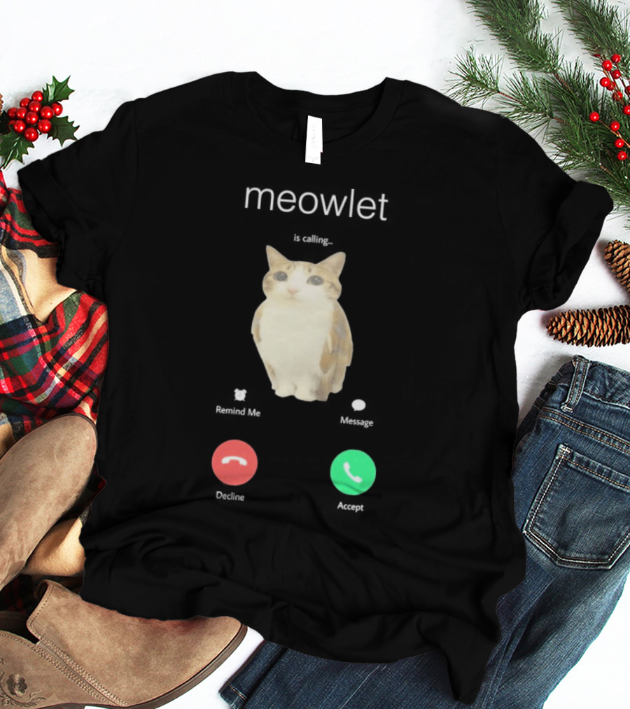 Meowlet Is Calling Remind Me Message Decline Accept Cat Image T-Shirt