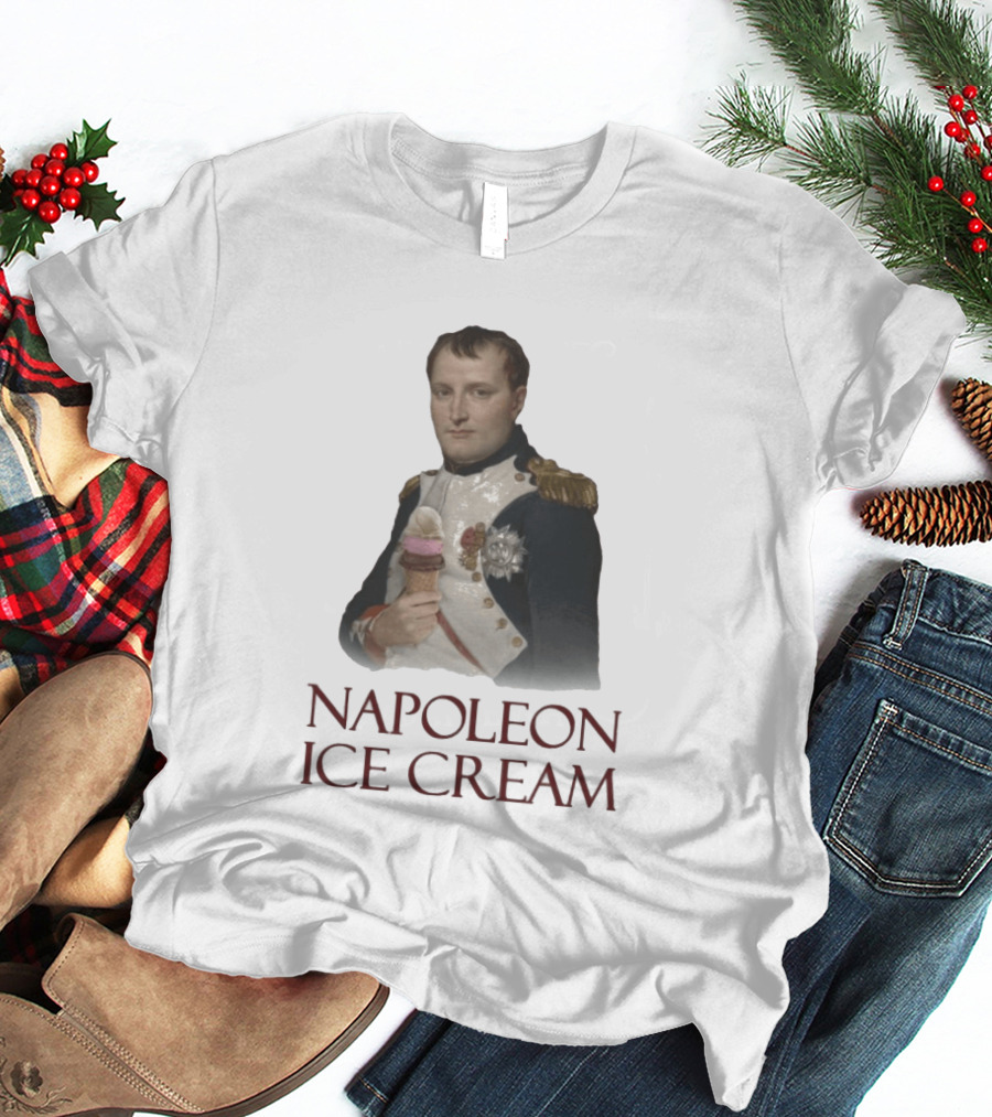 Napoleon Holding Neapolitan Ice Cream Cone Historical Mashup T-Shirt