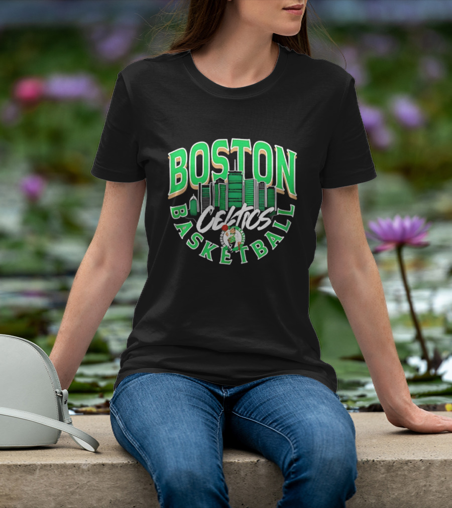 Boston Celtics Basketball City Skyline T-Shirt