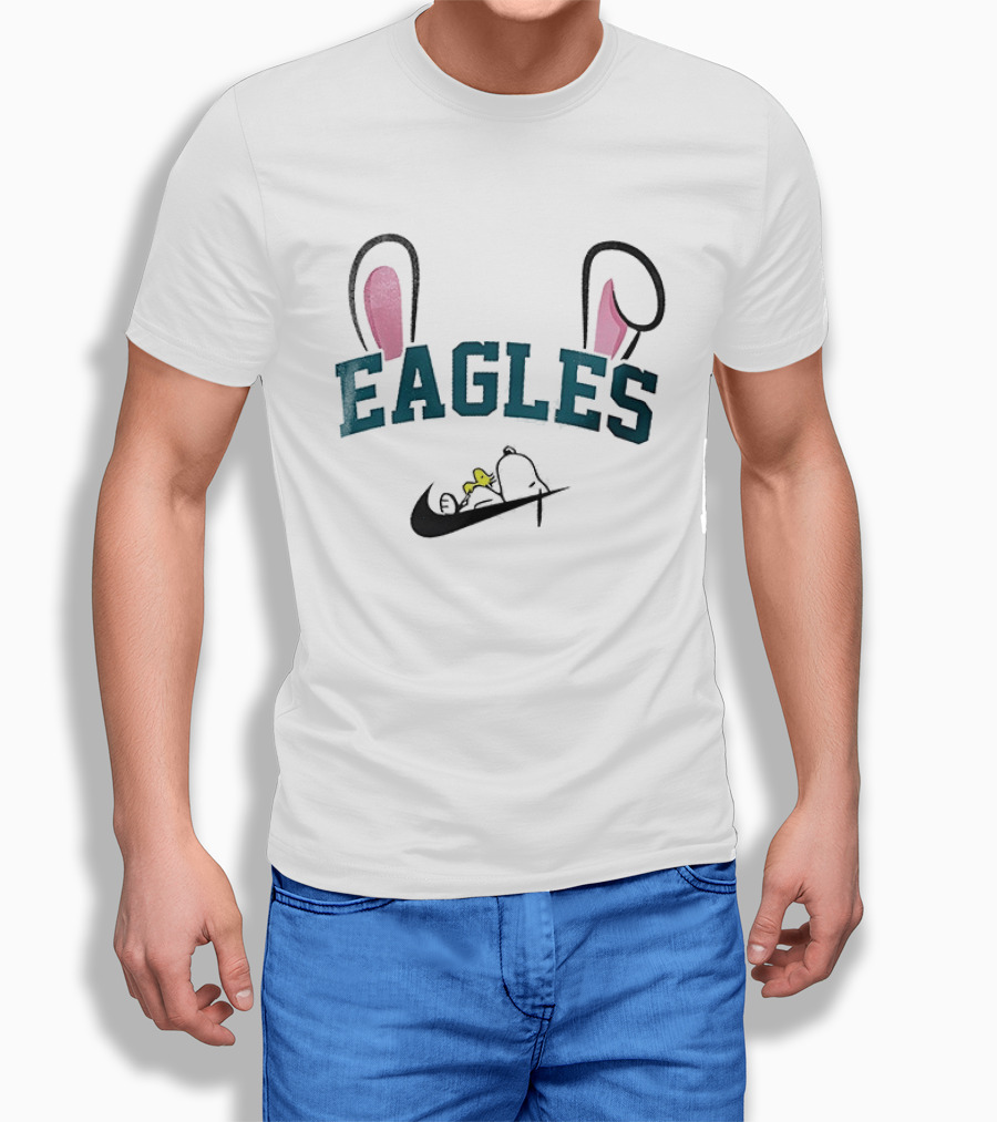Eagles Peanuts Snoopy Woodstock Bunny Ears Easter T-Shirt