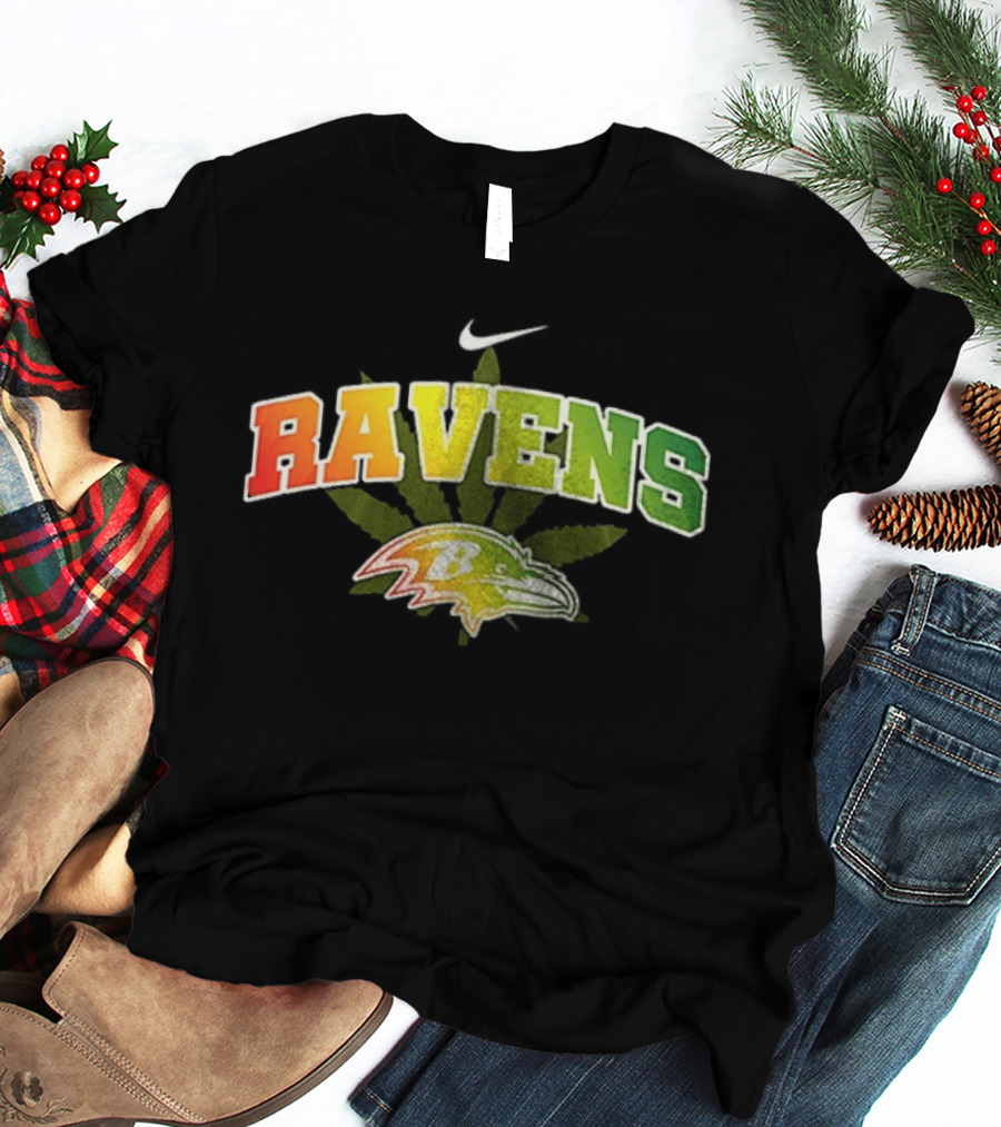 Baltimore Ravens Nike Bob Marley One Love Weed Leaf T-Shirt