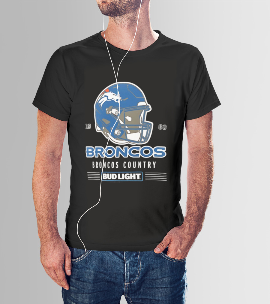 Broncos Country Bud Light NFL 1960 Helmet T-Shirt