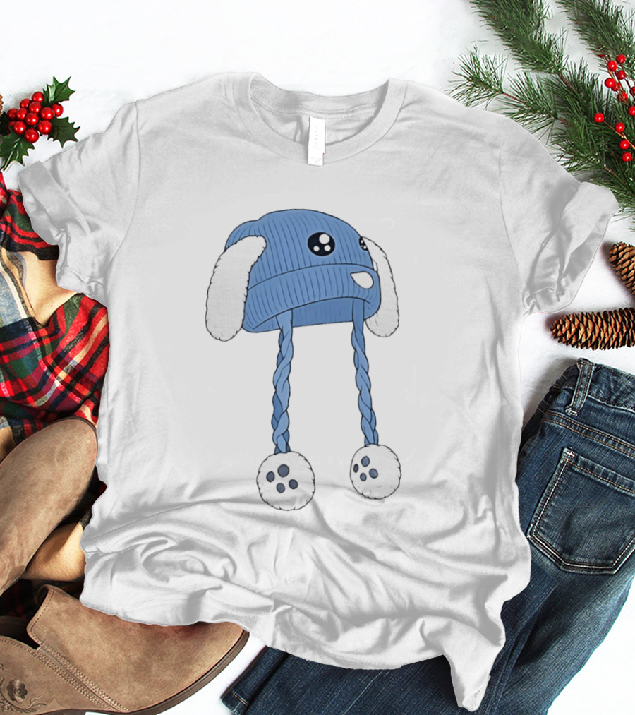 Liam Ramos Cute Kawaii Bunny Ears Blue Winter Hat T-Shirt