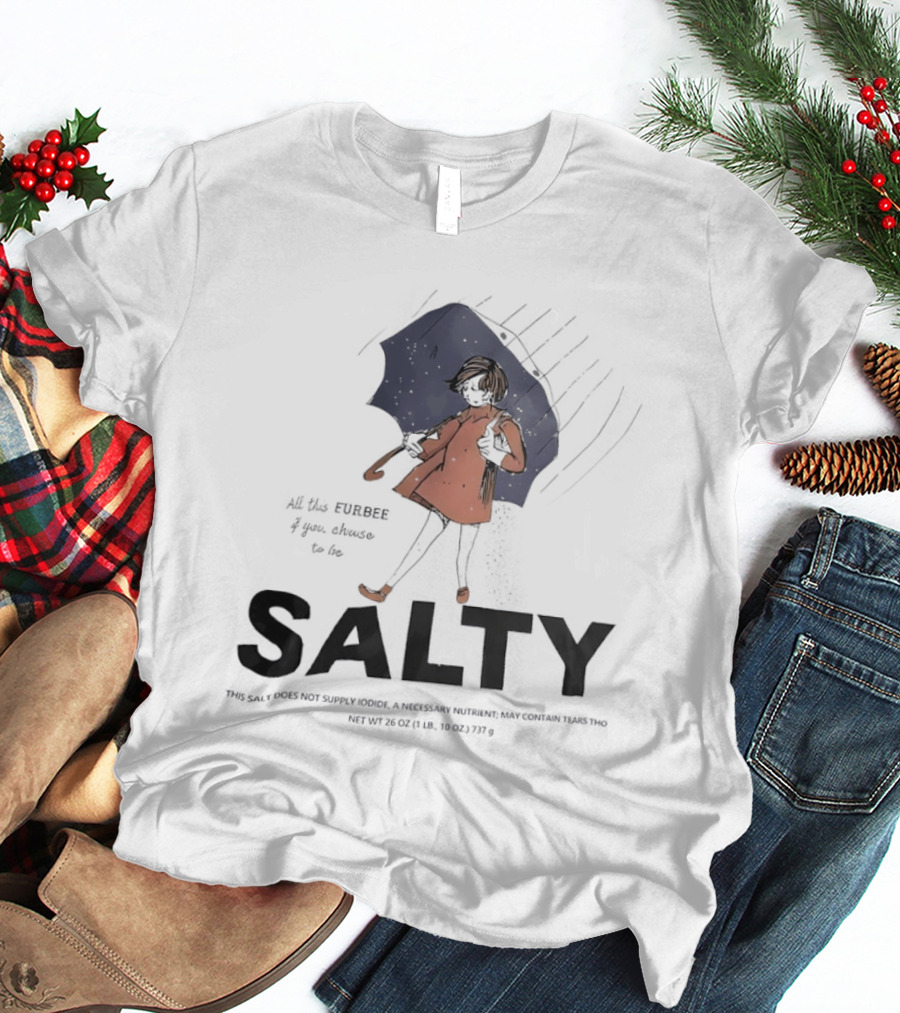 Salty Umbrella Girl In Rain Red Coat T-Shirt