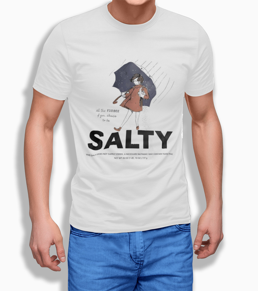 Salty Umbrella Girl In Rain Red Coat T-Shirt