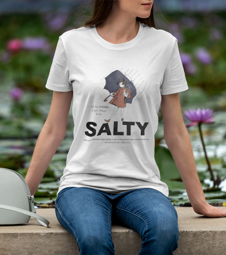 Salty Umbrella Girl In Rain Red Coat T-Shirt