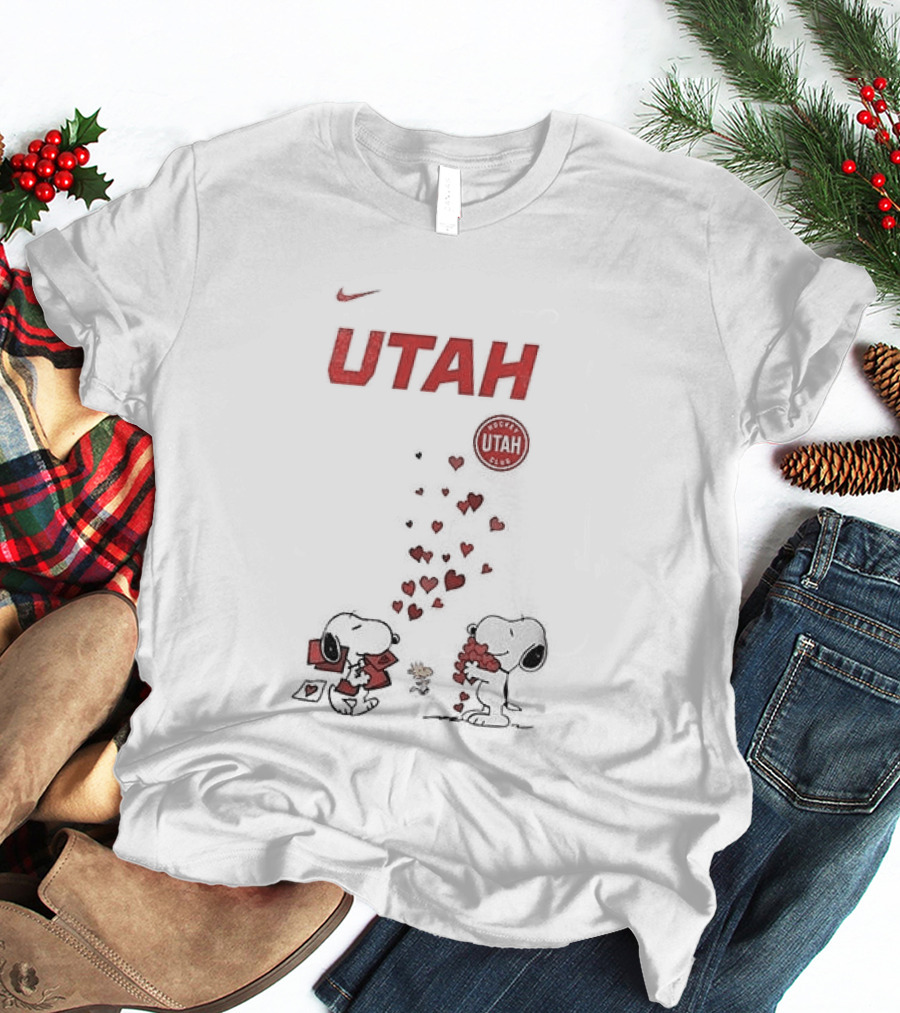 Utah Mammoth Snoopy Valentine Hearts Love U.S. T-Shirt