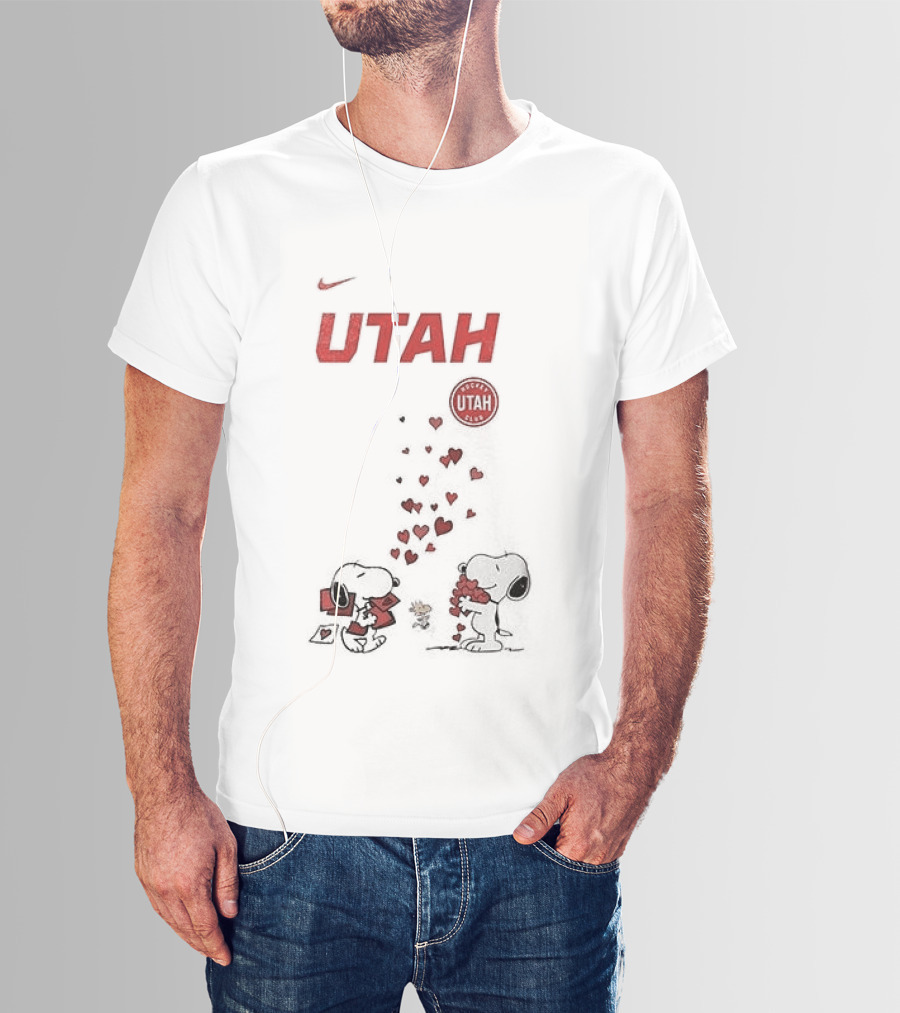 Utah Mammoth Snoopy Valentine Hearts Love U.S. T-Shirt