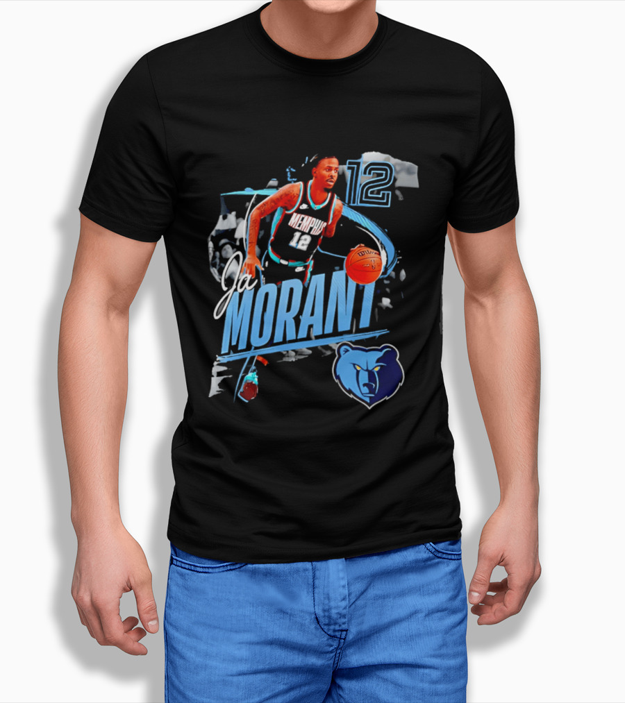 Ja Morant Memphis Grizzlies Number 12 Basketball Player Action T-Shirt