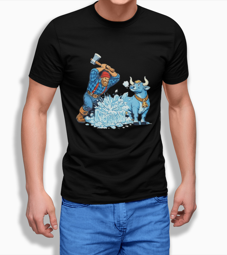 Minnesota Paul Bunyan Babe Blue Ox Breaking Ice Resistance T-Shirt