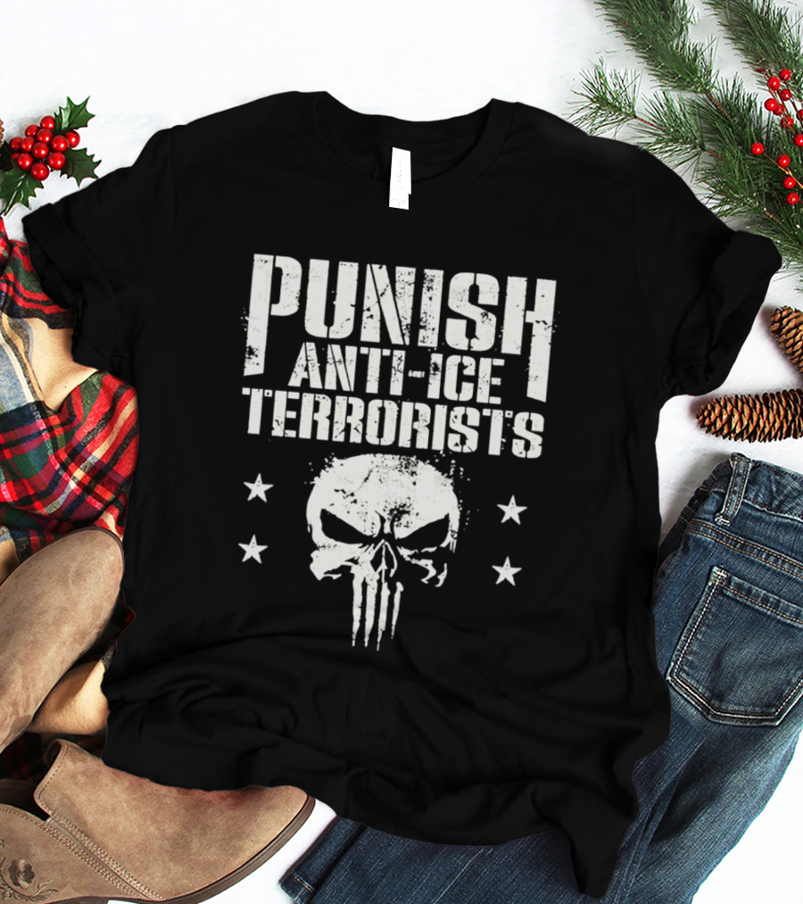 Punish Anti Ice Terrorists Skull Stars T-Shirt