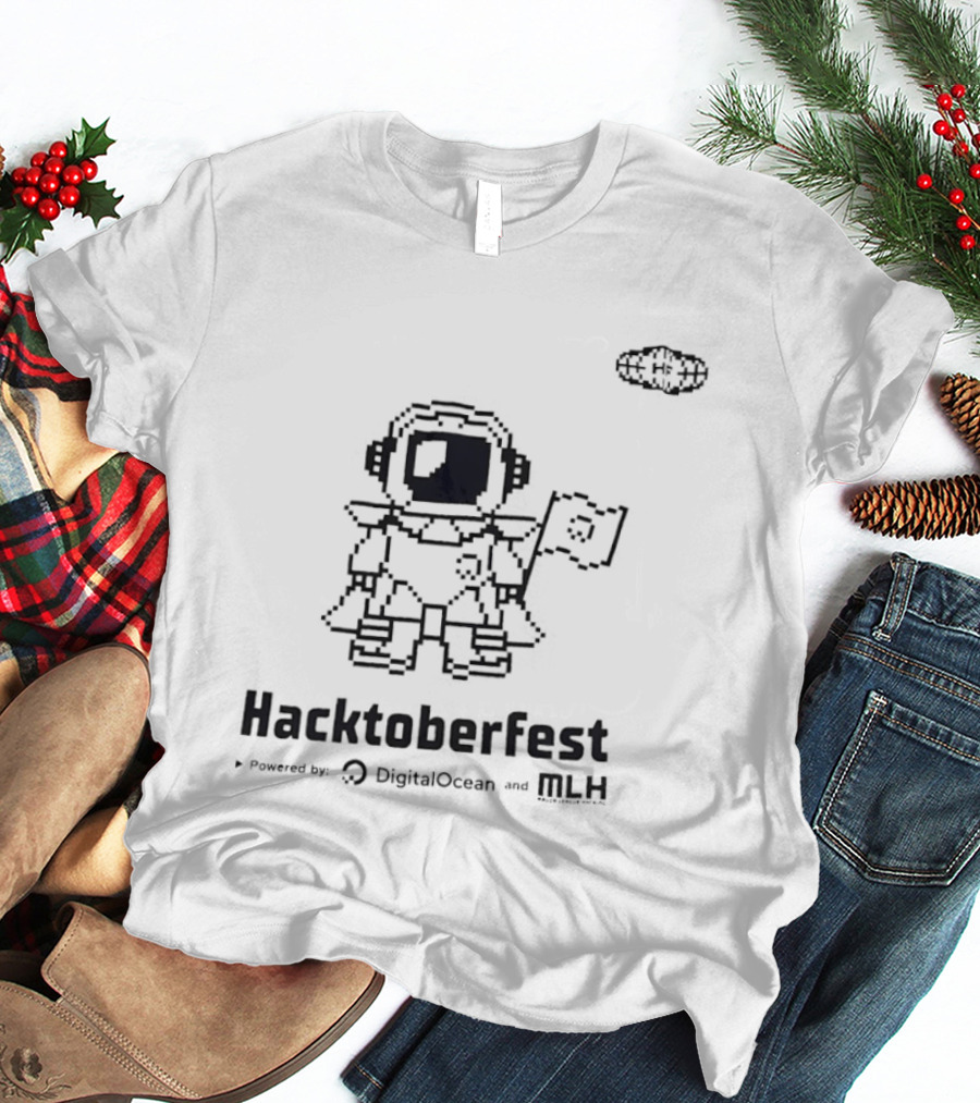 Hacktoberfest Astronaut Pixel Art Banner T-Shirt