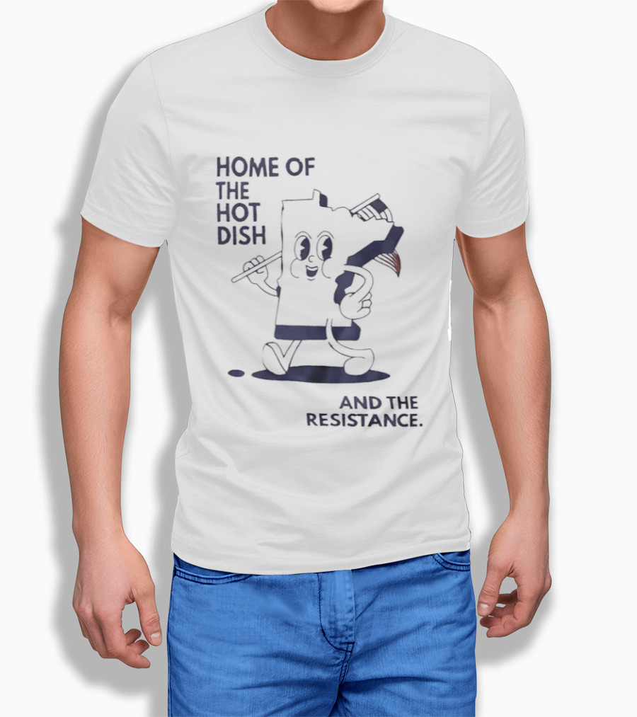 Home Of The Hot Dish Minnesota Map Holding American Flag And The Resistance T-Shirt