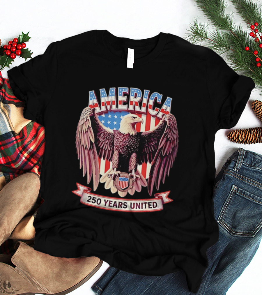 America Bald Eagle 250 Years United Patriotic Flag T-Shirt