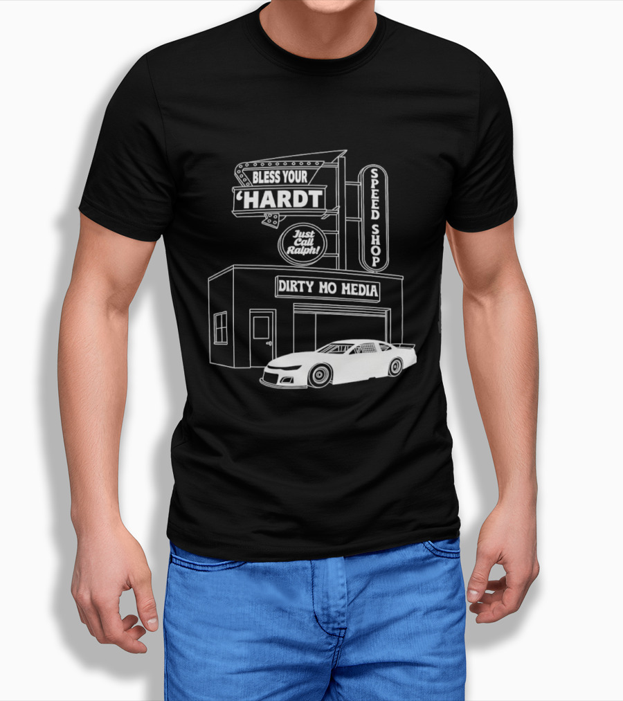 Bless Your 'Hardt Speed Shop Dirty Mo Media Racing Car T-Shirt
