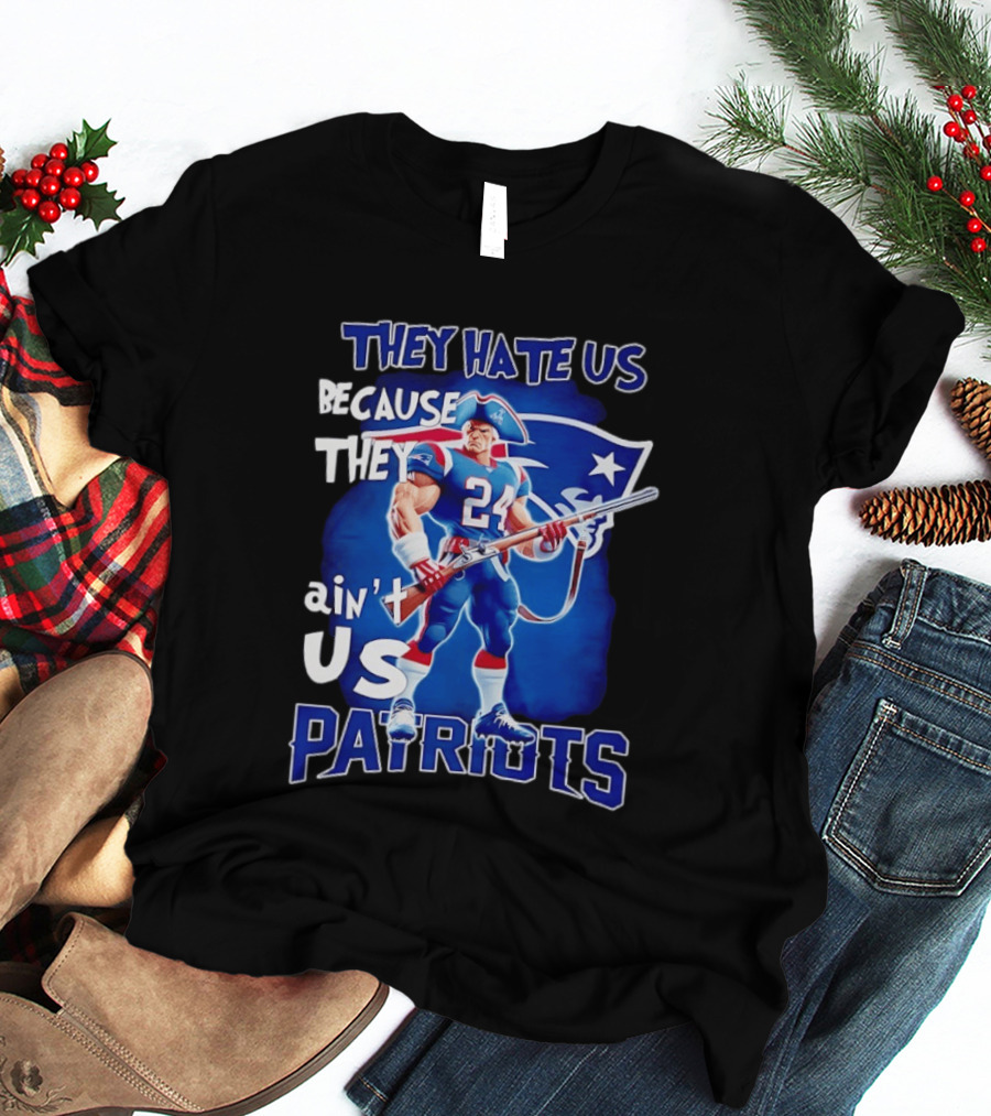 They Hate Us Because They Ain't Us Patriots 24 Holding Shotgun T-Shirt