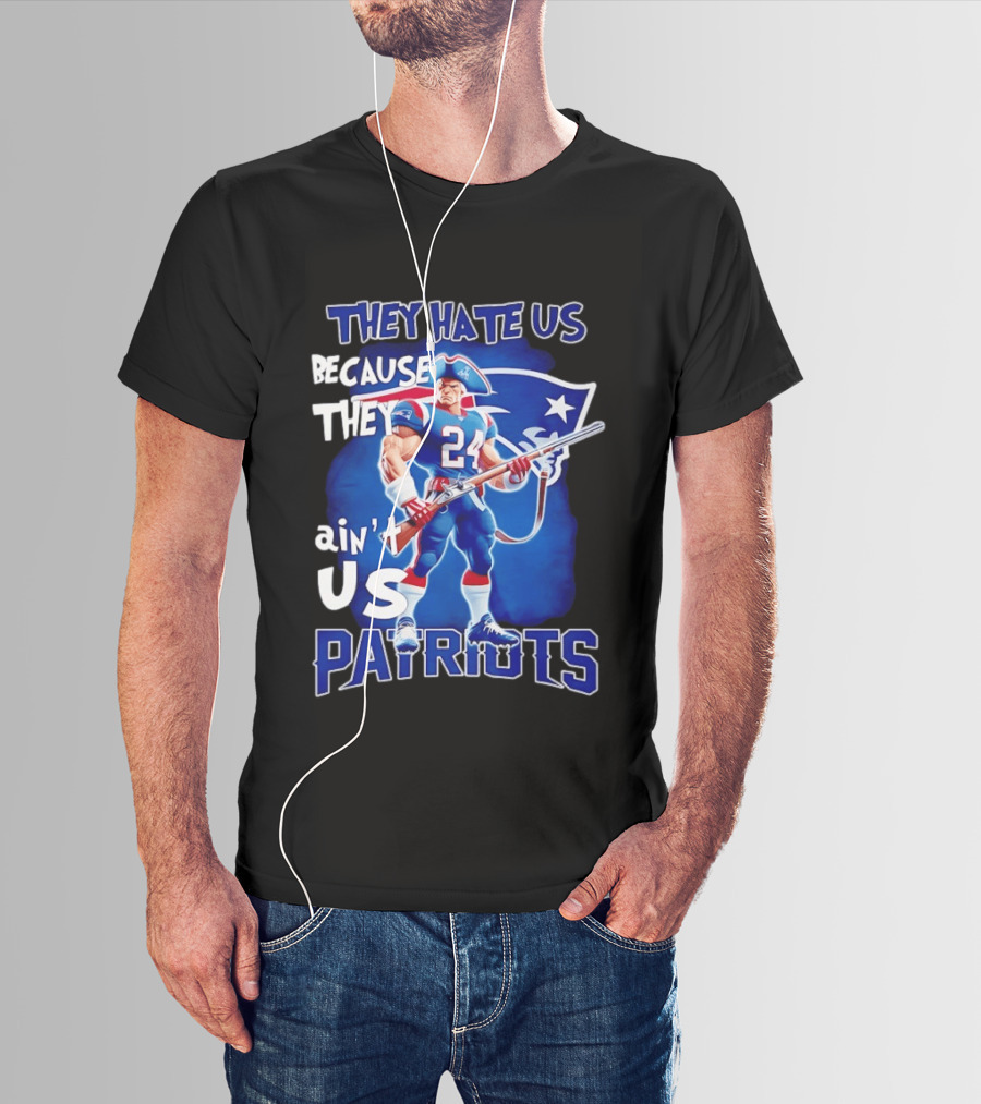 They Hate Us Because They Ain't Us Patriots 24 Holding Shotgun T-Shirt
