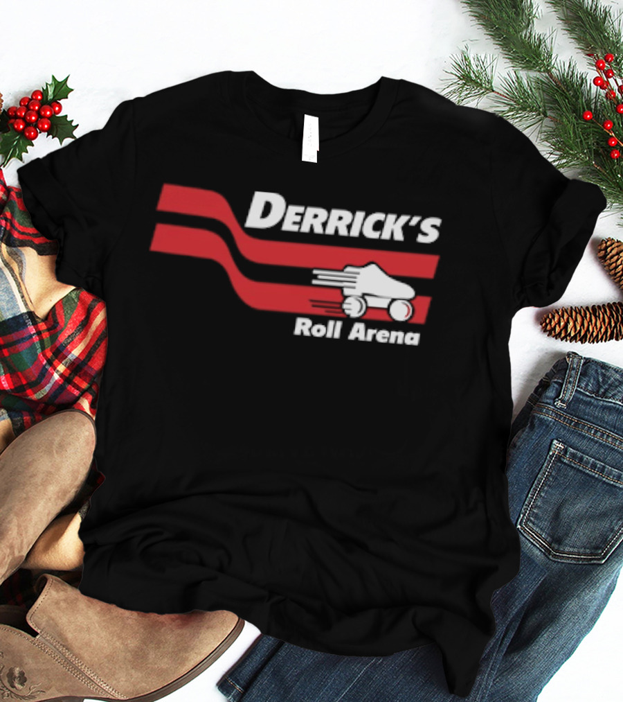 Derrick's Roll Arena Retro Skating Rink Neon Roller Skate T-Shirt