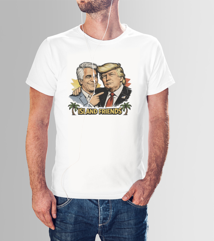 Trump And Epstein Island Friends Iconic Duo With Tropical Palm T-Shirt