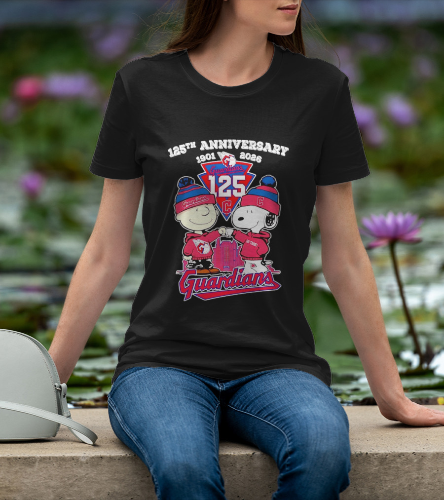 Charlie Brown Snoopy 125th Anniversary Cleveland Guardians Go Tribe T-Shirt