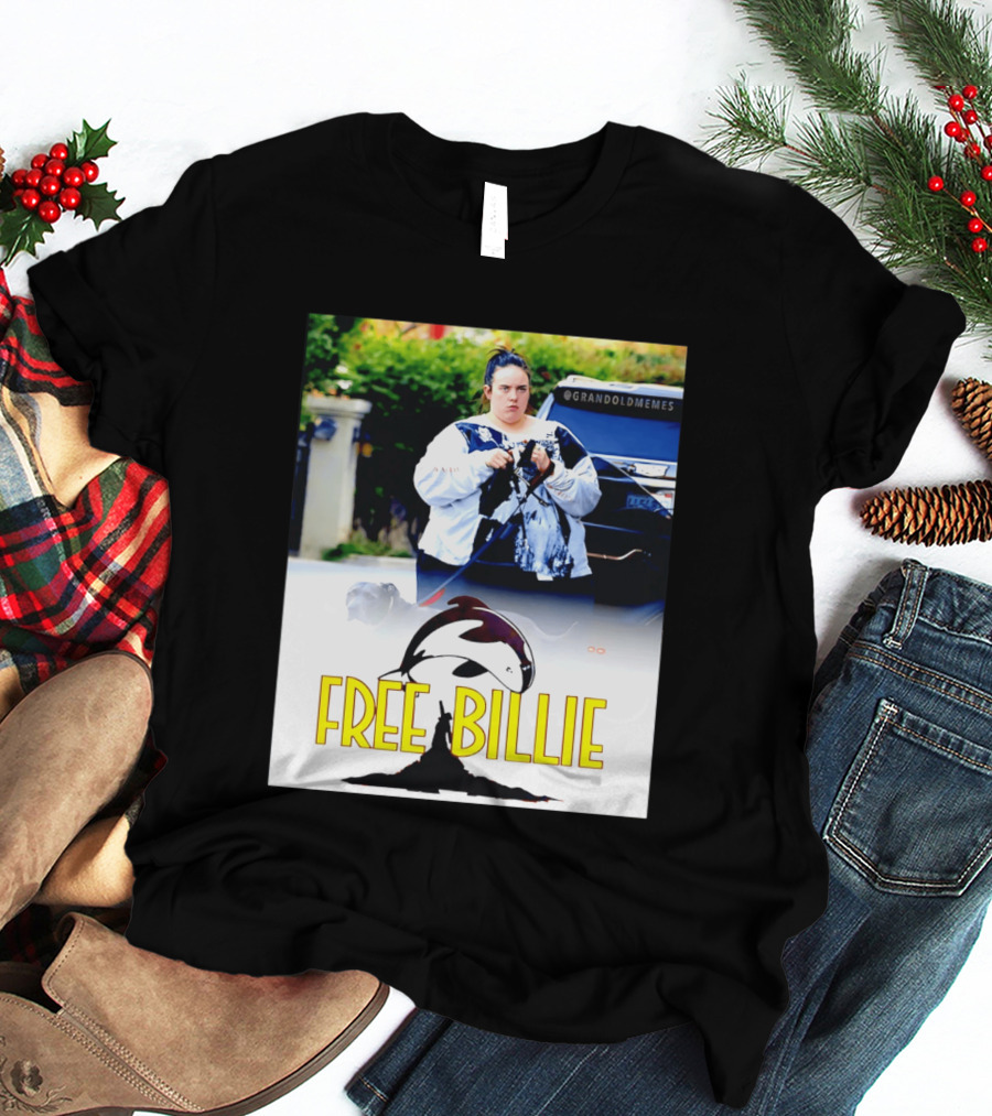 Free Billie Fat 2026 Meme Parody With Whale And Dog Walking T-Shirt