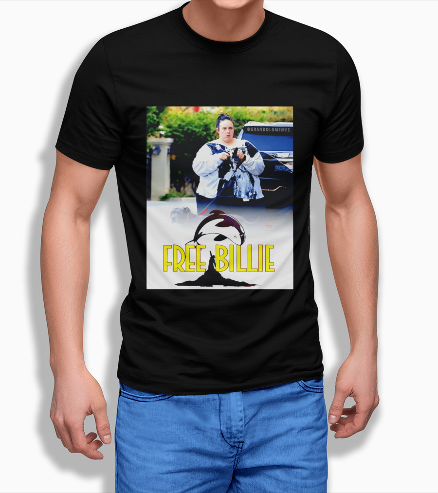 Free Billie Fat 2026 Meme Parody With Whale And Dog Walking T-Shirt