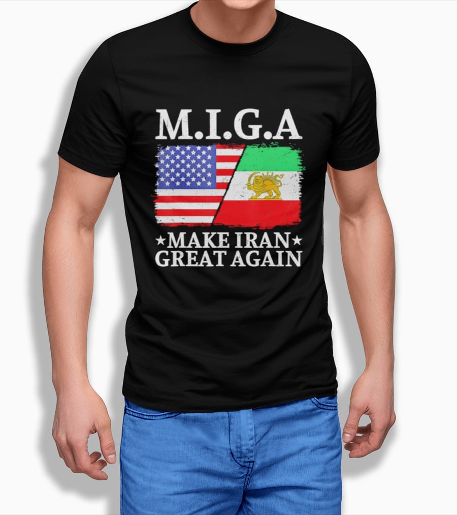 M.I.G.A Make Iran Great Again Half American Half Iranian Flags T-Shirt