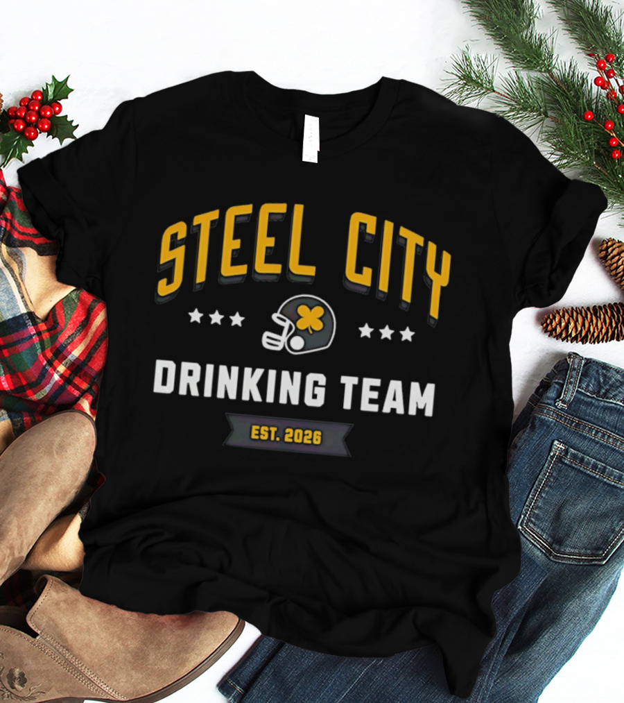 Steel City Drinking Team Est 2026 Football Helmet Stars T-Shirt