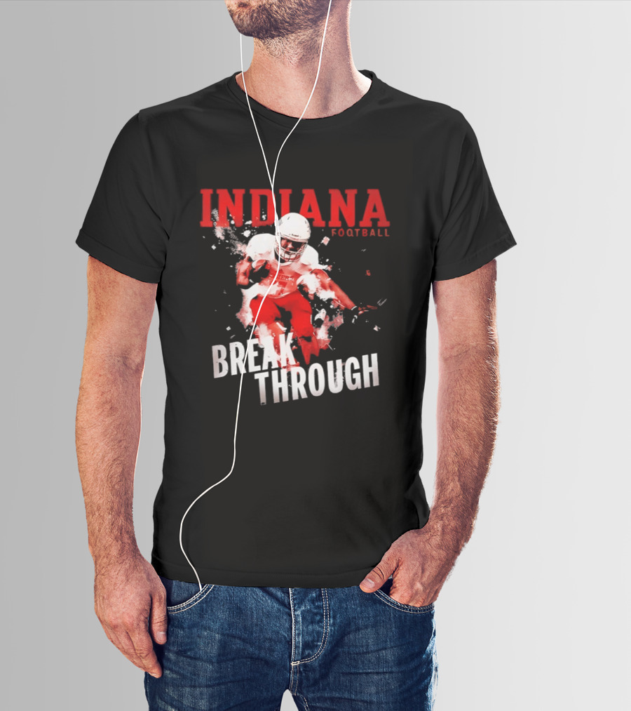 Indiana Hoosiers Football Break Through Bold Red Team Spirit T-Shirt