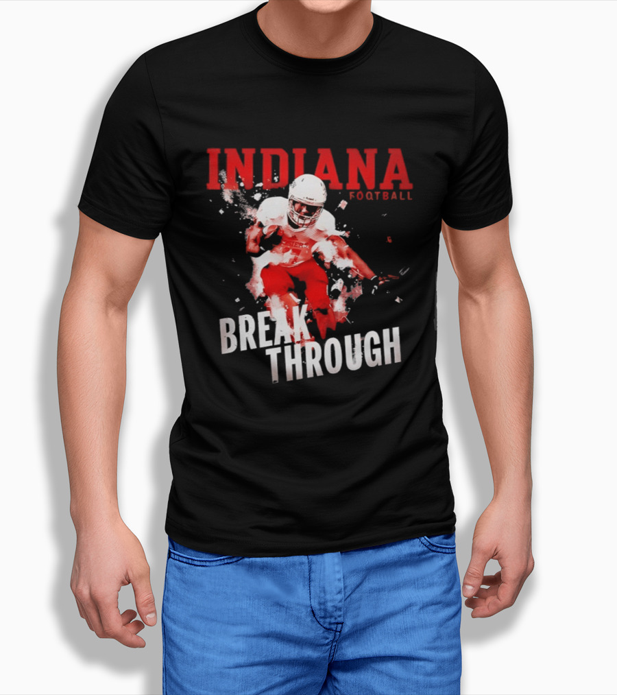 Indiana Hoosiers Football Break Through Bold Red Team Spirit T-Shirt
