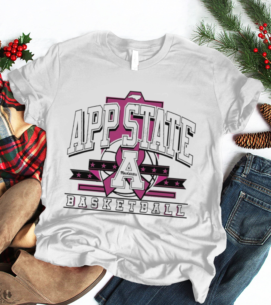 App State A Basketball Emblem With Pink Ribbon And Stars T-Shirt