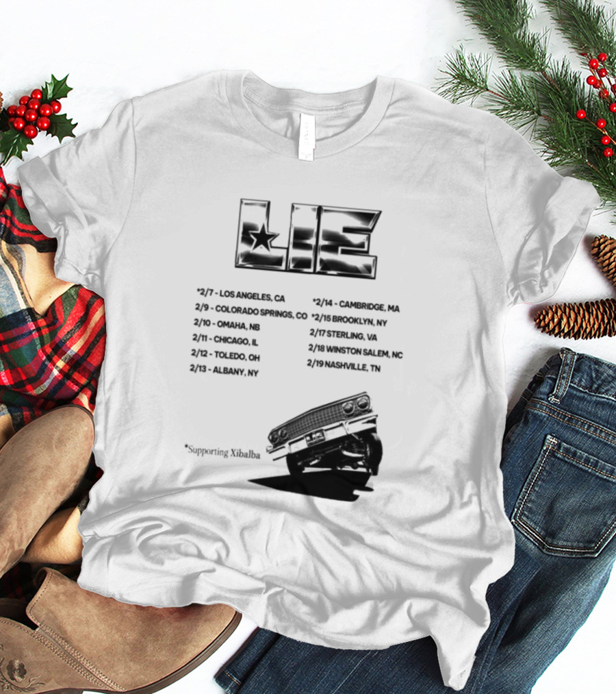 LIE Supporting Xibalba February Tour 2026 San Bernardino Mexico Anaheim New York Louisville Portland Minneapolis T-Shirt