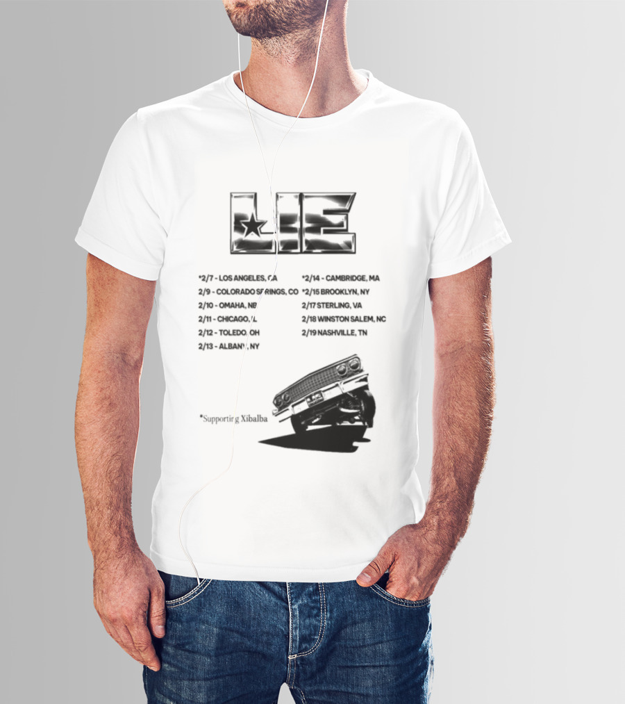 LIE Supporting Xibalba February Tour 2026 San Bernardino Mexico Anaheim New York Louisville Portland Minneapolis T-Shirt