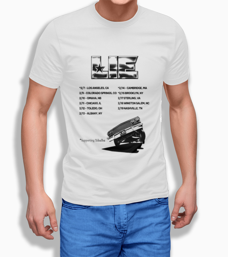 LIE Supporting Xibalba February Tour 2026 San Bernardino Mexico Anaheim New York Louisville Portland Minneapolis T-Shirt