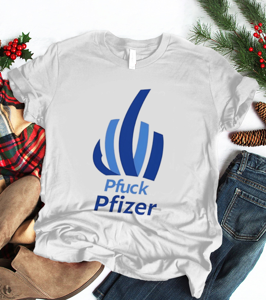 Pfuck Pfizer Middle Finger Symbol Bold Blue T-Shirt
