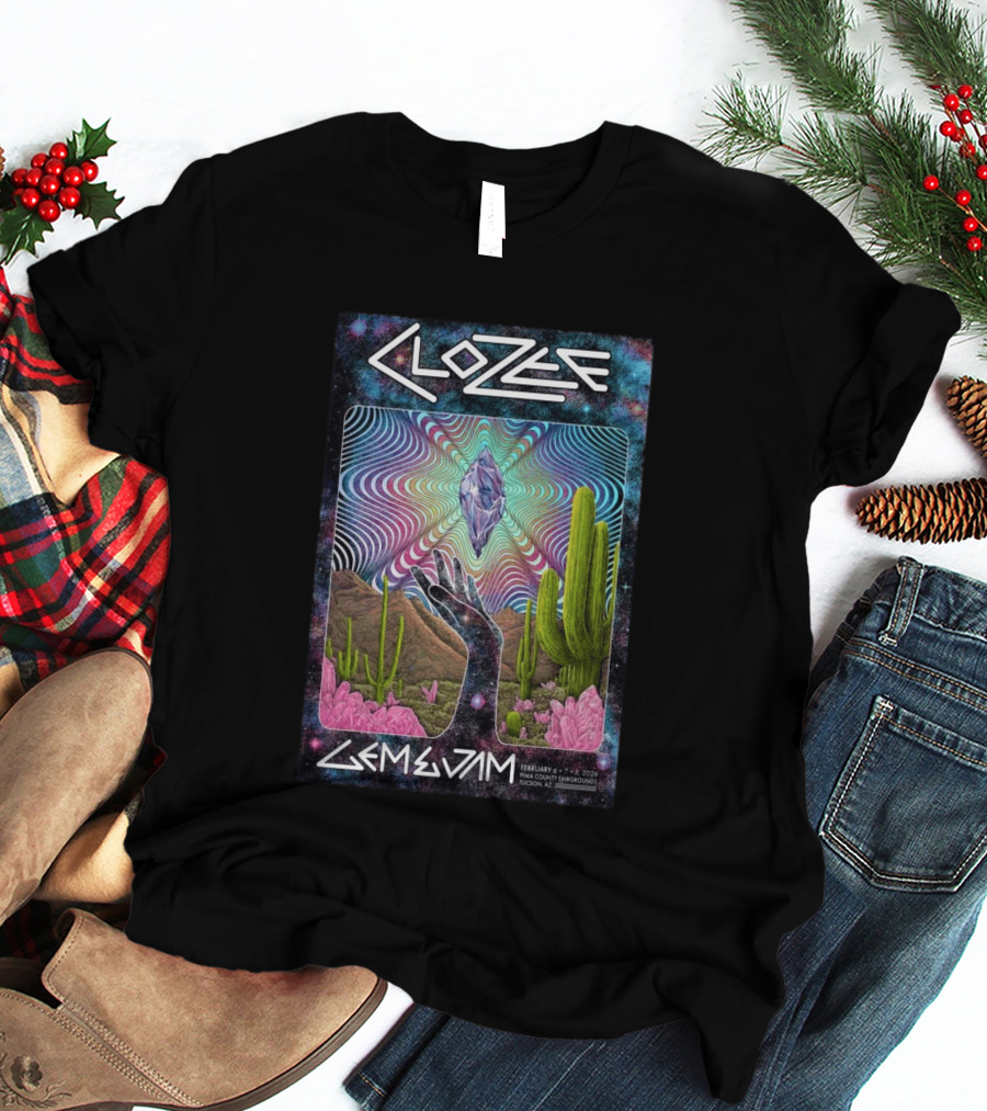 CloZee Gem And Jam Festival Tucson February 6 8 2026 Pima County Fairgrounds Cactus Crystal T-Shirt