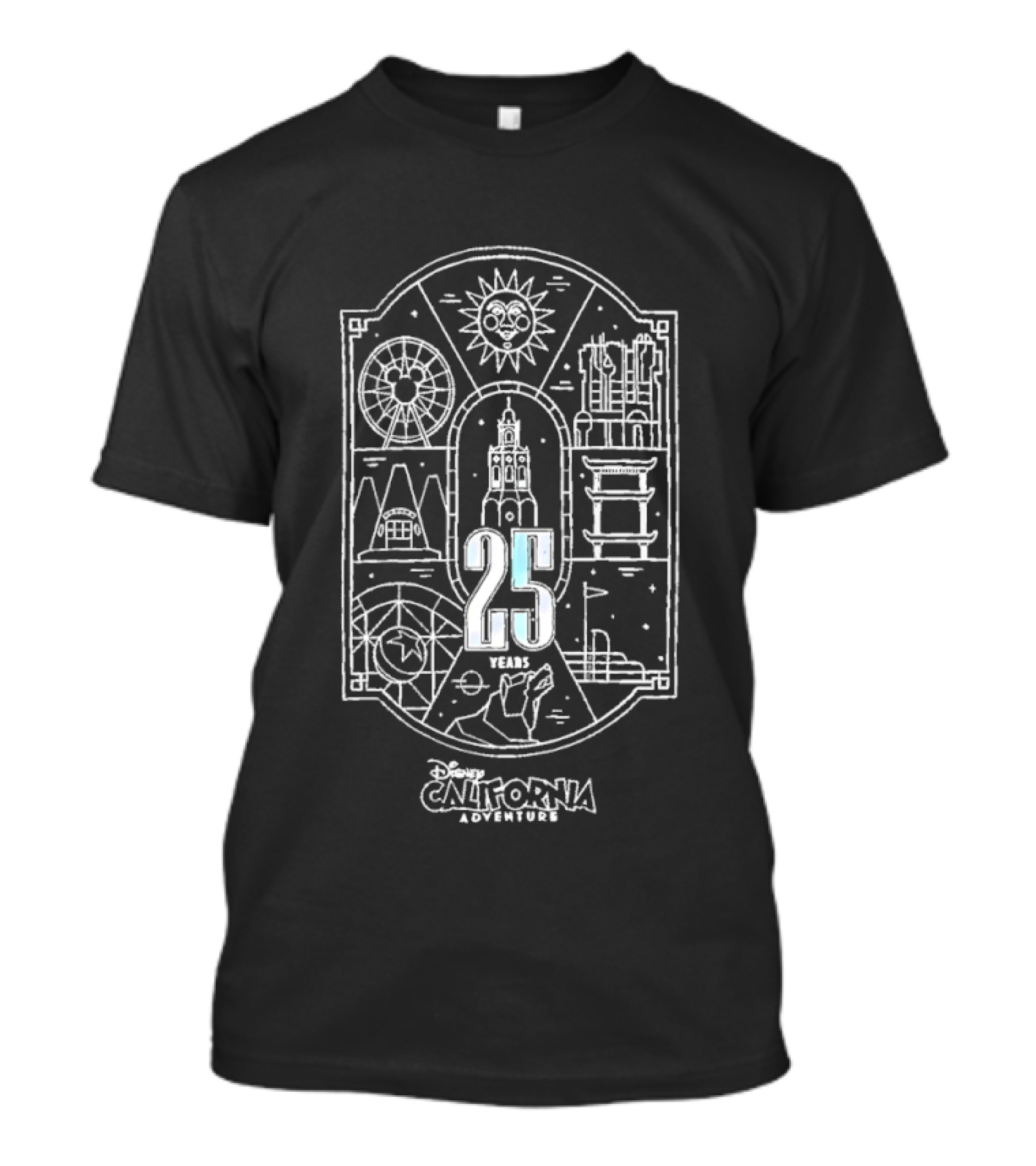 Disney California Adventure 25 Years Anniversary Ferris Wheel Castle Sun T-Shirt