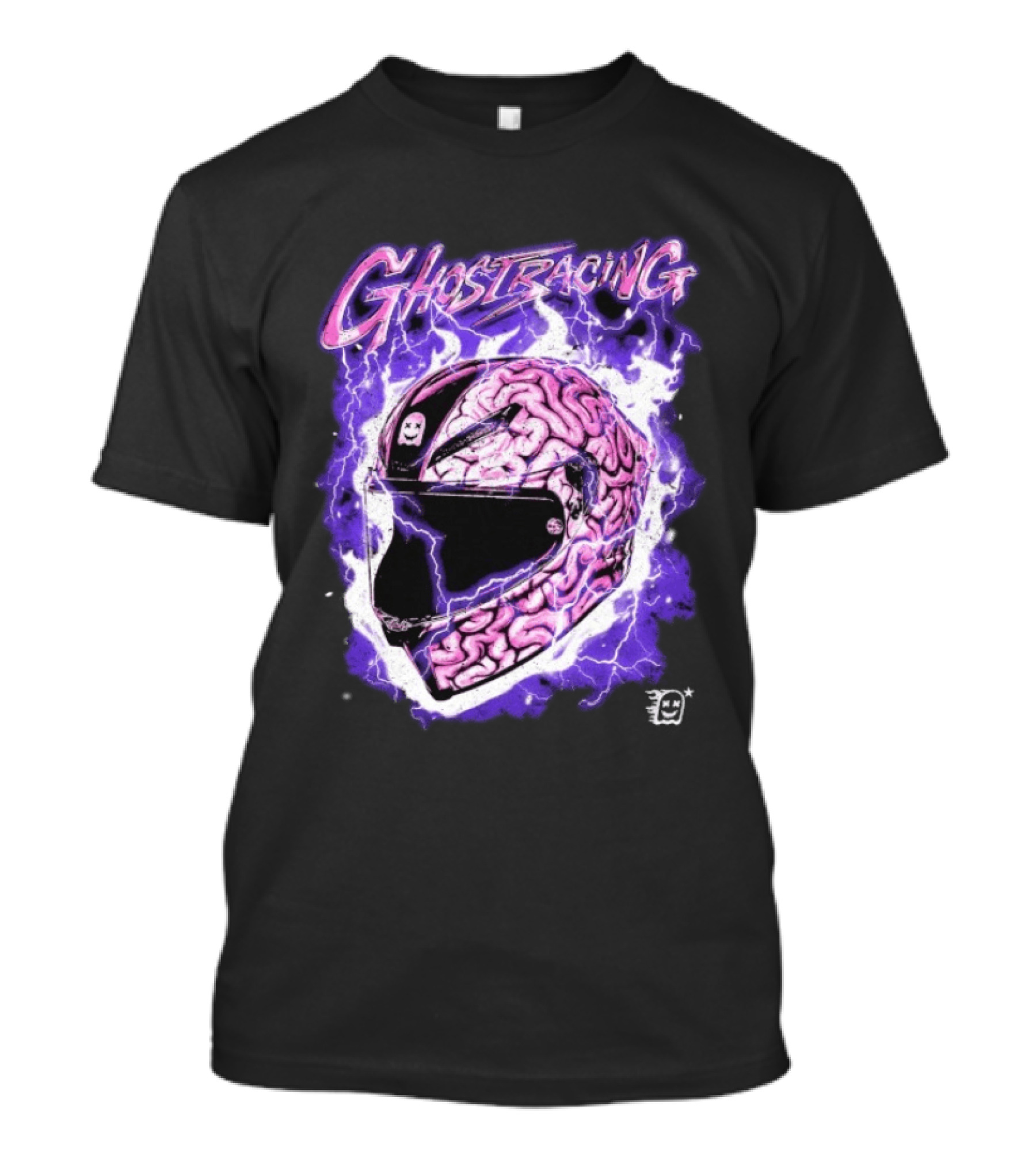 Ghost Racing Purple Brain Helmet Lightning Explosion T-Shirt