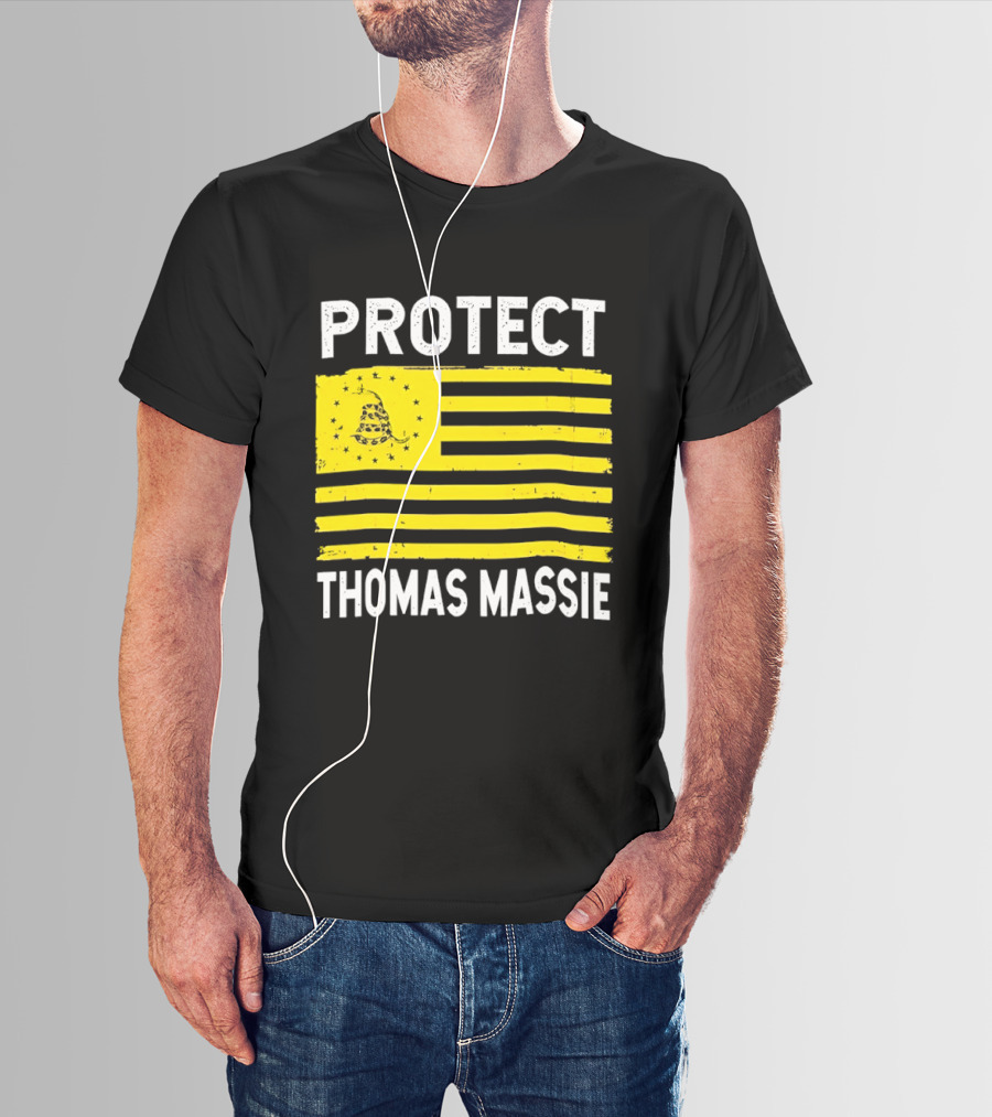 Protect Thomas Massie Gadsden Flag Yellow T-Shirt