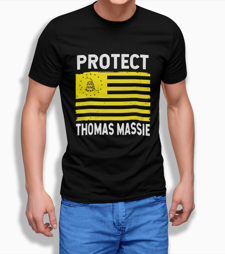 Protect Thomas Massie Gadsden Flag Yellow T-Shirt